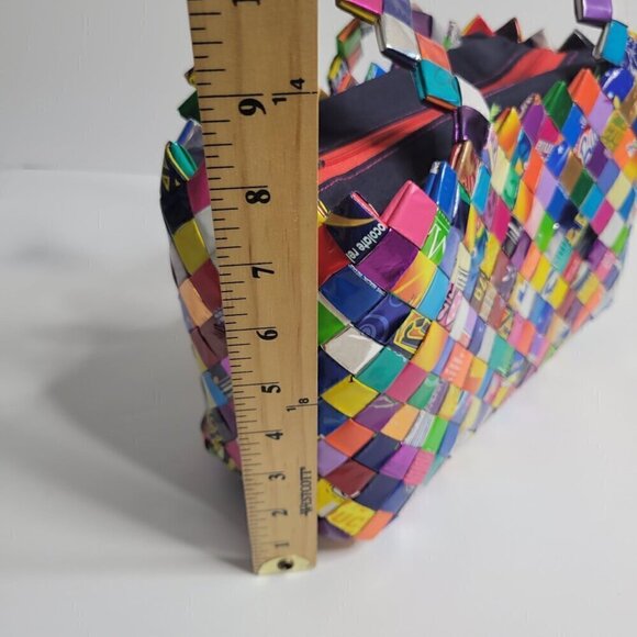 Structured Artsy Quirky Vibrant Contemporary Candy Wrapper Statement Handbag O/S - Picture 15 of 16